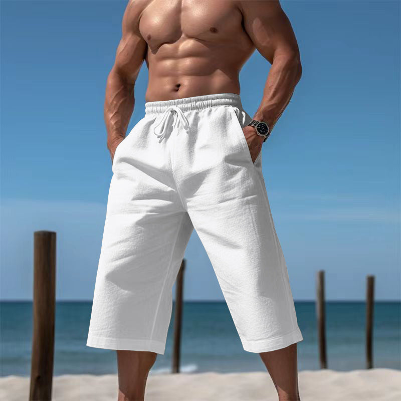 Lässige kniekurze Bermuda-Shorts für Herren mit elastischem Bund und Kordelzug