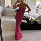 Damen Elegantes Bodenkleid mit strategisch platzierten Schnürdetails EB