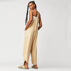 Damen Lässiger Jumpsuit mit weitem Bein und seitlichen Taschen EB