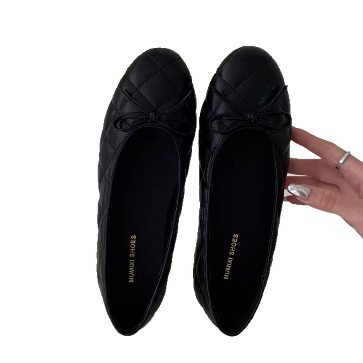 Damen Elegante Ballerinas mit quiltierter Oberfläche und dekorativem Schleifen-Detail EB