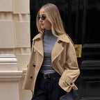 Damen Übergröße Trenchcoatjacke mit doppelter Knopfleiste und lässigem Schnitt EB