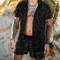 Herren Set: Kurzarmhemd mit Barockmuster und passende Shorts