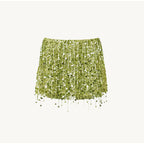 Damen Glitzerndes Crop-Top und Minirock-Set mit Fransen EB