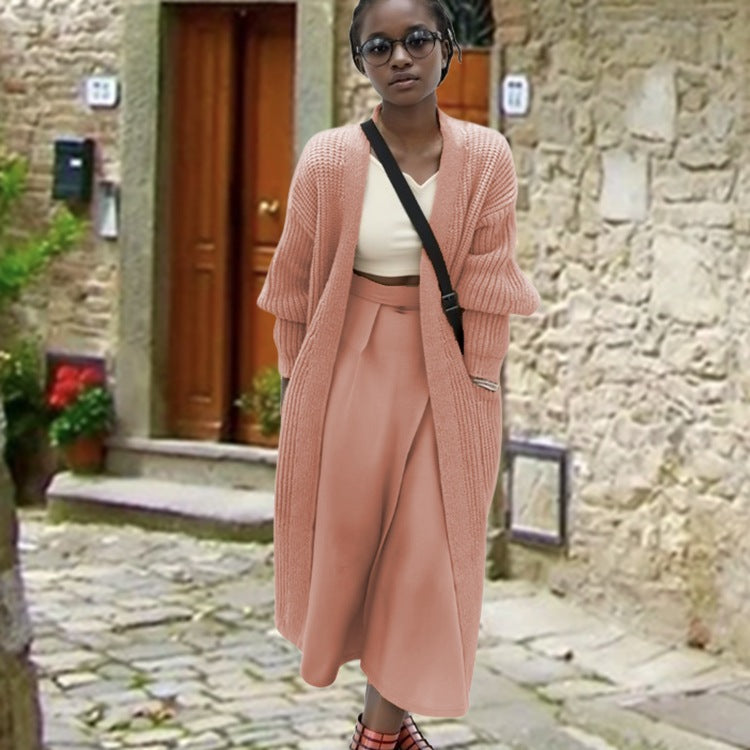 Damen Großer Strickmantel mit lässigem Schnitt und modischem Rippdesign EB