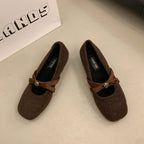 Damen elegante Filz-Ballerinas mit modischem Schleifenakzent EB