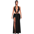 Damen Cut-Out Maxikleid mit tiefem V-Ausschnitt und drapiertem Design EB