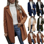 Damen modischer Wollmantel mit elegantem Revers EB