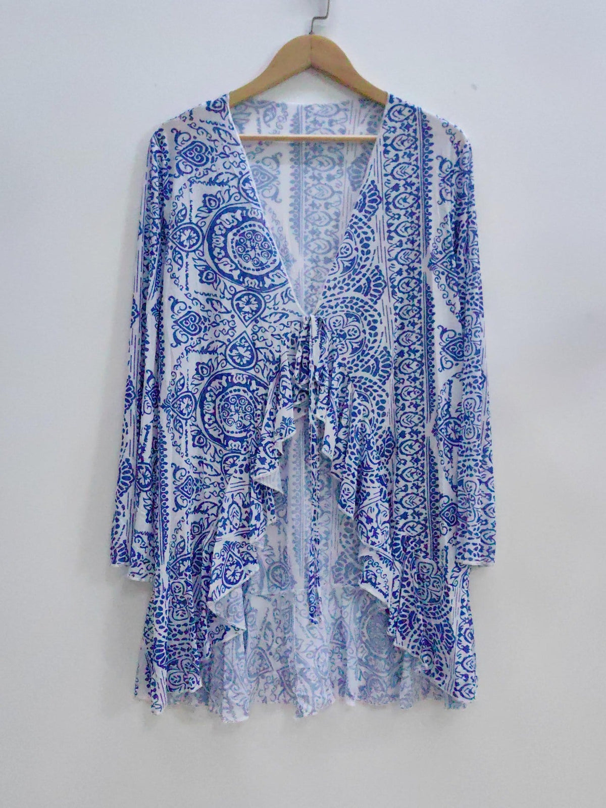 Damen luftiger Strand-Kimono mit floralem Muster EB