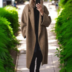 Damen klassischer Oversized-Mantel mit doppeltem Knopfverschluss und breitem Revers EB