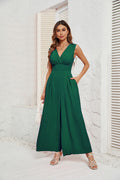 Damen Jumpsuit mit V-Ausschnitt und weitem Bein EB