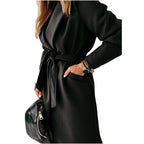 Damen Eleganter und gemütlicher Mantel mit Gürtel und Taschen EB
