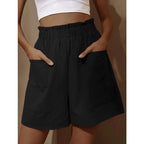 EB | Shorts aus Baumwolle und Leinen mit hoher Taille für Damen