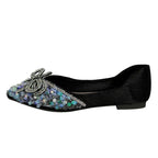Damen Ballerinas mit glamourösem Strass-Design und zartem Schleifenakzent EB