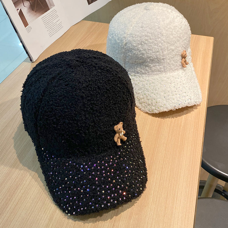 Schimmernde Damen-Baseballcap mit Plüsch