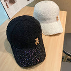 Schimmernde Damen-Baseballcap mit Plüsch