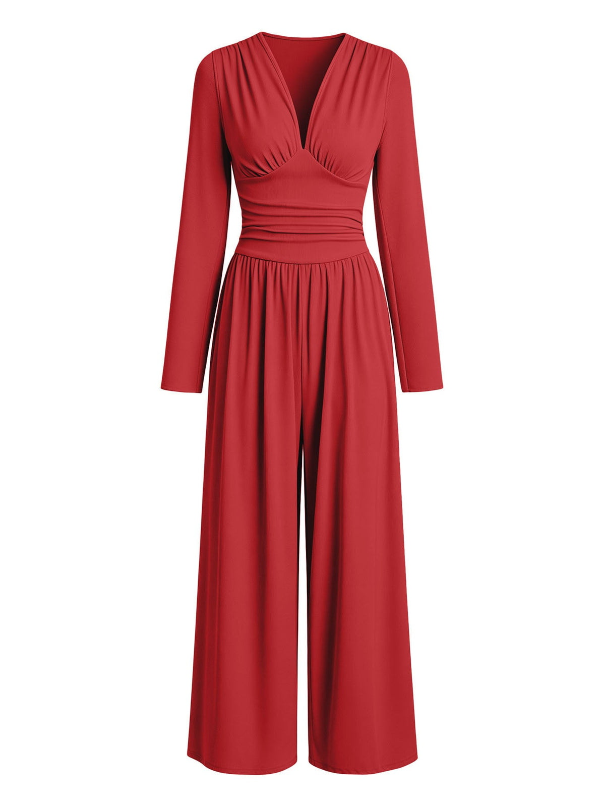 Eleganter V-Ausschnitt-Jumpsuit mit Wickeltaille