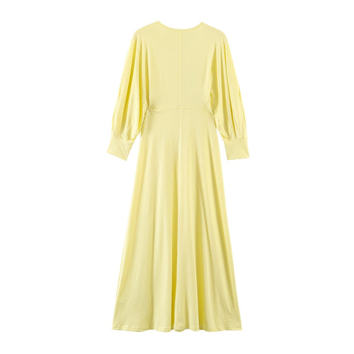 Damen Baumwolle Maxikleid mit langen Ärmeln EB