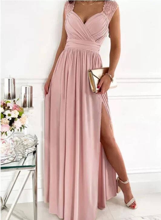 Damen Abendkleid mit Elegantem V-Ausschnitt und Rüschendetails EB