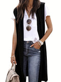 Damen longitudinaler Strickmantel mit Seitenschlitzen EB