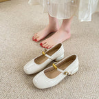 Damen elegante Blockabsatz-Ballerinas mit modischem Riemchen und stabiler Sohle EB