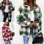 Damen Karierte Overshirtjacke im flauschigen Stoff EB