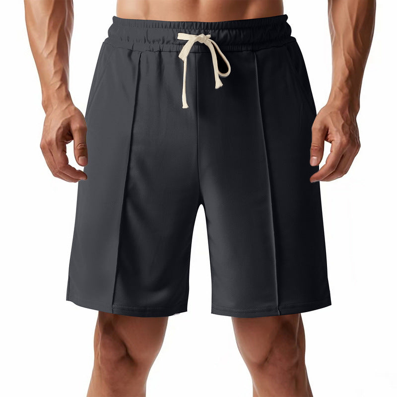 Kniekurze, entspannte Bermuda-Shorts für Herren mit Bügelfalte, elastischem Bund und Seitentaschen