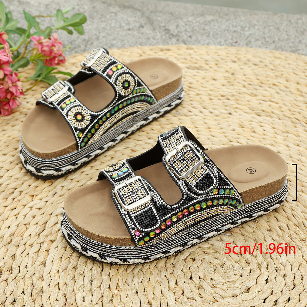 Damen Badesandalen mit elegantem Schmuck-Design und komfortablem Fußbett EB
