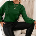 Damen elegante Bluse mit Rüschendetails und lockeren Ärmeln EB