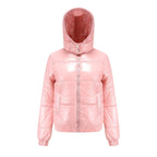 Glänzende Wasserabweisende Thermo Komfort Winterjacke Damen | EB