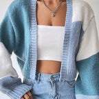 Damen Grobstrick-Cardigan mit ballonförmigen Ärmeln und modischem Design EB
