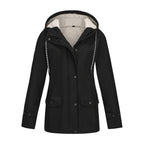 Damen nan wasserabweisender Parka mit Teddyfutter verstellbarer Kapuze und aufgesetzten Taschen EB