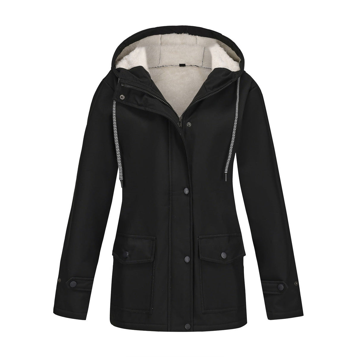 Damen nan wasserabweisender Parka mit Teddyfutter verstellbarer Kapuze und aufgesetzten Taschen EB