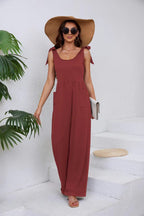 Damen Eleganter Jumpsuit mit verstellbaren Trägern und weitem Bein EB