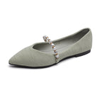 Damen Ballerinas mit modischer Perlen-Schnalle EB