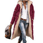Damen lange, gefütterte Winterjacke mit Kapuze und stylischem Schnitt EB