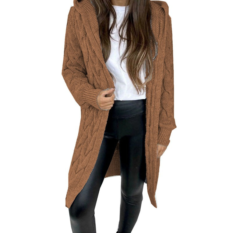 Damen Langstrickmantel aus Kabelstrick EB