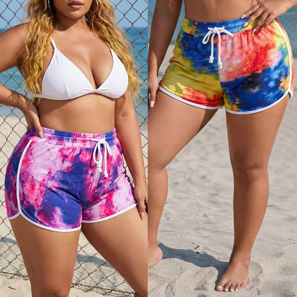 Sportliche Damen-Badeshorts mit Batikmuster