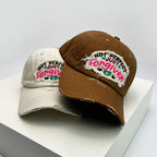 Inspirierende Damen-Baseballkappe aus Baumwolle im Used-Look