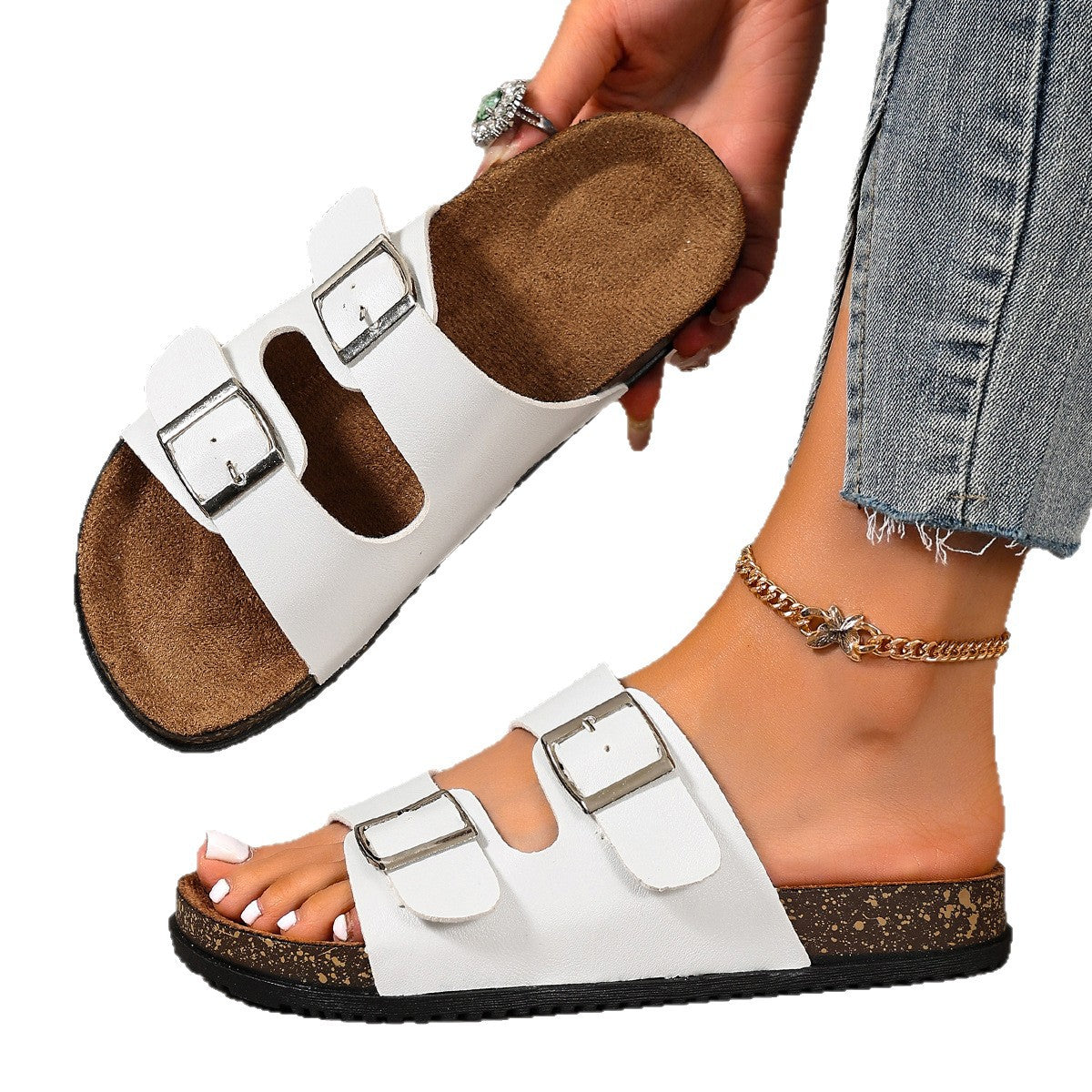 Damen bequeme Sandalen mit verstellbaren Schnallen EB