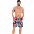 Herren Badeshorts mit floralem Muster und elastischem Bund EB