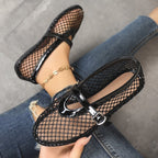 Damen Ballerinas mit modischem Netzdesign und dekorativem Riemchen EB