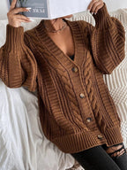 Damen Grobstrick-Cardigan mit dekorativem Zopfmuster EB