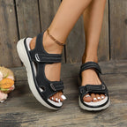 Damen Bequeme Sandalen mit verstellbarem Klettverschluss und anatomischer Fußbettgestaltung EB