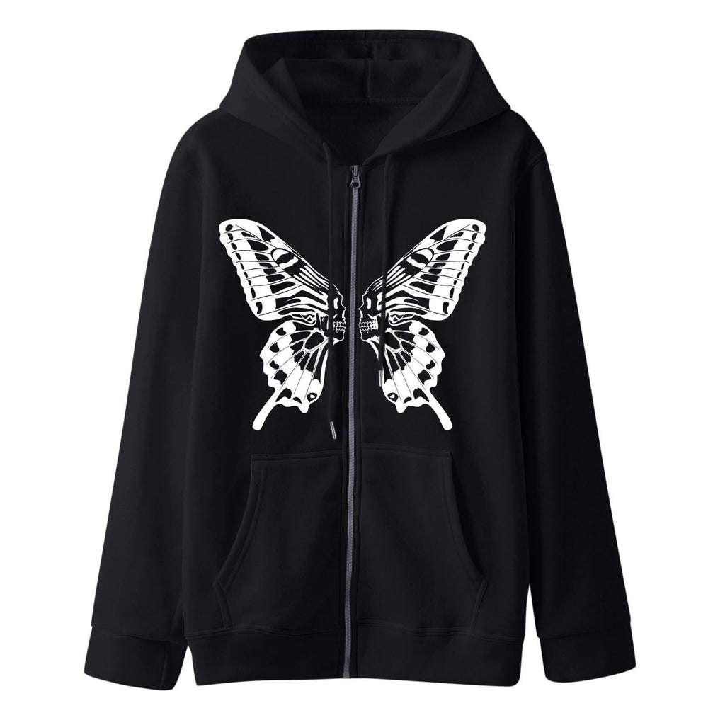 Damen Kapuzensweatjacke mit einzigartigem Schmetterlingsdruck EB