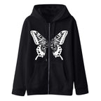 Damen Kapuzensweatjacke mit einzigartigem Schmetterlingsdruck EB