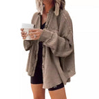 Damen Lässiges Overshirt mit Struktur und Druckknopfverschluss EB