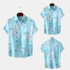 Damen Kurzarmhemd mit floralem Aquarelldruck und lockerer Passform EB