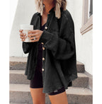 Damen Lässiges Overshirt mit Struktur und Druckknopfverschluss EB