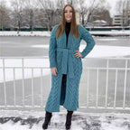 Damen Grobstrick-Mantel mit markantem Zopfdesign und offenem Schnitt EB