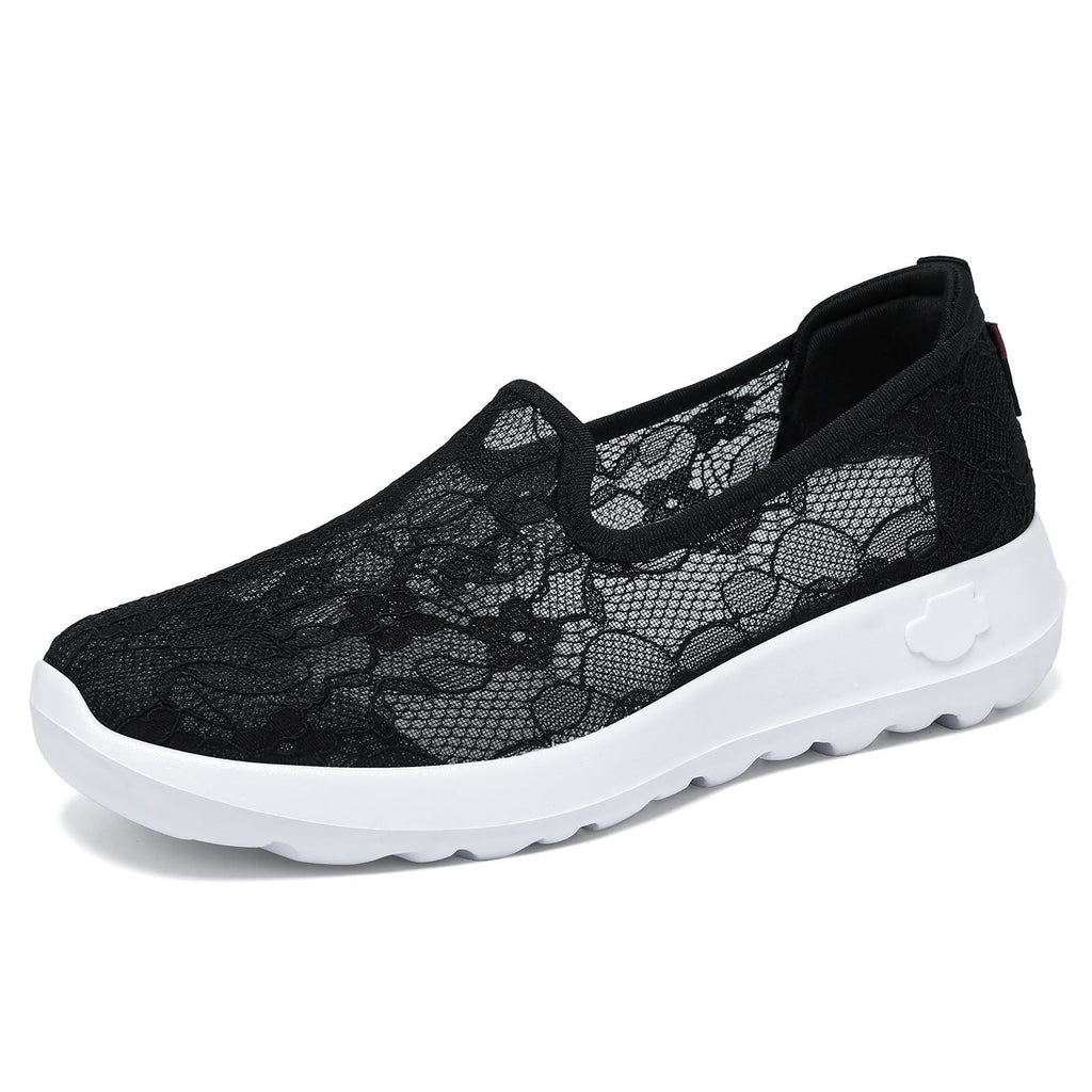 Damen Bequeme Spitzen Slip-On Schuhe EB